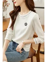 春秋用 クルーネック白色長袖Tシャツ【高級感あるインナー】