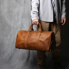 本革製トラベルバッグ【レトロなデザイン・牛革・ジム用】