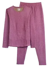 温泉スキンケア保温パジャマ【シルクウール・厚手・長袖上下】（セットアップ対応）