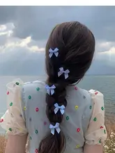 カラフルなチェック柄リボンヘアクリップ【花嫁向け・舞台用・ハンドメイド素材】（セットアップ対応 ）