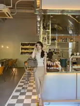 Wcouture 秋冬用オリジナル シンプルな高ウエストレザー直筒スカート【クリーミーな質感】