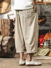 ショートパンツ メンズ リネン クロップドパンツ ヴィンテージ 薄手 ゆったり カジュアルパンツ 夏