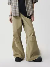 LIMPIDOCULUS 膝当て付きヴィンテージ風ダメージ加工カーゴパンツ【酵素洗い・ゆったりフィット】