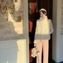 ファー使いの防寒ジレ【染色フォックスファー・スエード風・裏地綿】