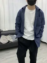 長袖シャツ メンズ コットン100% ヘリンボーン柄 ウォッシュ加工 ヴィンテージ ルーズ 大きいサイズ