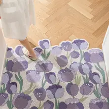 花柄デザインのスリムカット可能玄関マット【耐摩耗・防滑・ナイロン製】