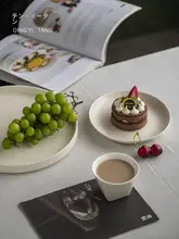 清逸堂 手作り陶器のシンプルなフラットプレート【果物用・家庭用・スイーツ用】
