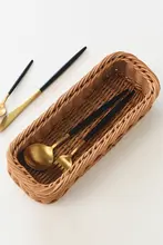 プラスチック製和風カトラリーバスケット【水切り機能付き・編み込みデザイン】