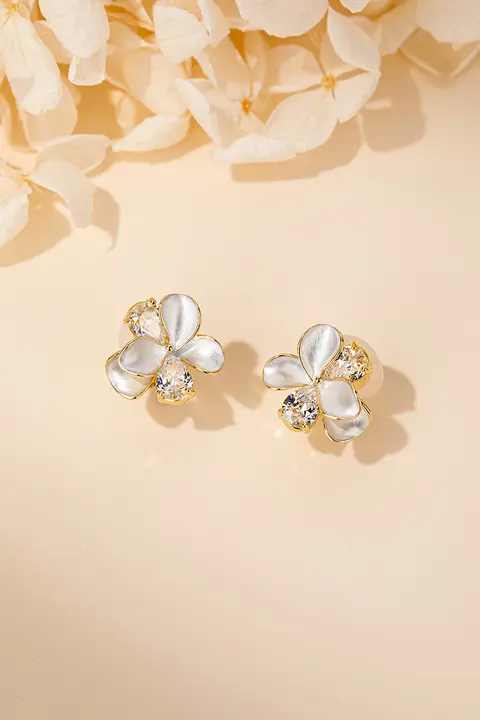 耳に穴をあけずに使用できる花モチーフのイヤリング【高級感・女性用】