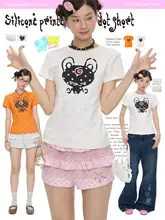 ユニークなデザインの夏用半袖Tシャツ【シリコンプリント・ドット柄】