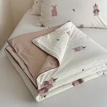 小清新デザインの夏用冷感布団【洗濯機対応・幼稚園・学生寮用・シングル＆ダブルサイズ】