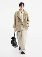 クラシックなダブルブレストコート【大翻领・クリーンフィット・春用・ゆったりシルエット】