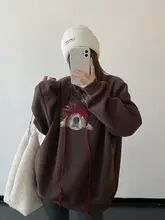 可愛い犬プリントの刺繍入りクルーネック長袖スウェットシャツ【秋冬用・裏起毛・デザイン性あり】