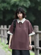ポロシャツ メンズ レディース 半袖 ボーダー フェイクレイヤード プレッピー ヴィンテージ ゆったり 夏 トップス