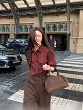ヴィンテージチェックの長袖シャツ 女性 秋用 ゆったり スリム効果 デザイン性 抜群