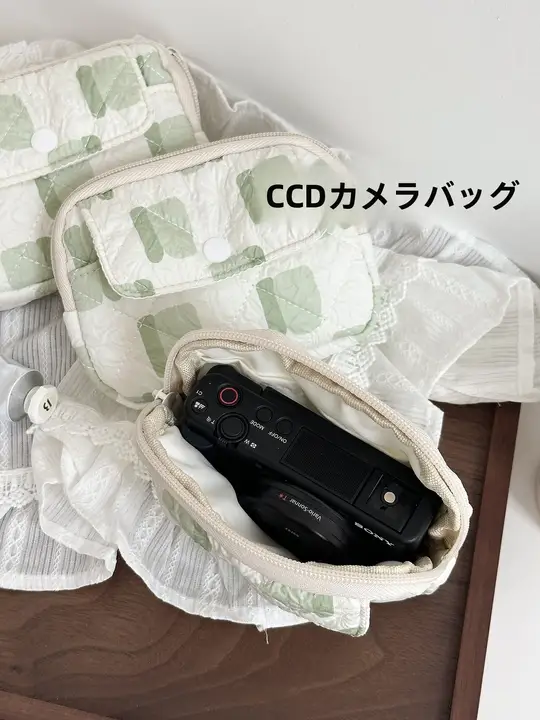 リコーGRカメラ収納ポーチ【ジッパー付き・小型・女性向け・カードポケット付き】