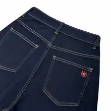冬用 加厚フリース 水洗いダメージ加工のワイドレッグデニムパンツ【シンプルスタイル・スリム効果】