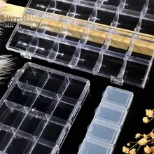 透明PS製 ネイルアクセサリー収納ボックス【24仕切り・蓋付き・小物整理用】
