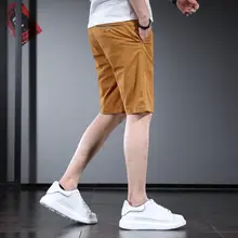 メンズ薄手イエローショートパンツ【カジュアル・5分丈・フィット・夏用】