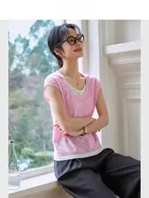 おしゃれで若返り効果のあるデザイン！カラーコンビネーションのショートスリーブTシャツ【レディース・ファッション】（セットアップ対応）