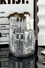 高級感あふれる回転式化粧ブラシ収納筒【化粧品・スキンケア用品用・透明デザイン】