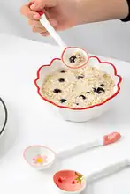 美しいデザインの陶器製 長柄スプーン【家庭用・和風・スープや料理用】