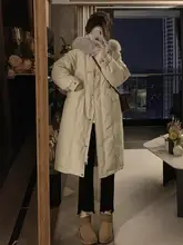 特大サイズ フード付き厚手中長丈コットンコート【冬用・ゆったり・保温】