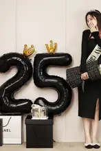 誕生日用黒の王冠数字バルーン【インスタ映え・パーティー装飾】