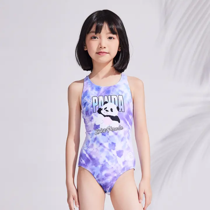 ZOKE 子供用 速乾タイプ競泳水着【パンダ柄・三角デザイン・専門的なトレーニング向け】