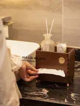 高級感ある黒胡桃木製トイレットペーパーケース【シンプルデザイン・ホテル用】