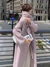粉紫色　ダブルフェイスコート【冬用・ウール・温かみのあるデザイン・女性用】