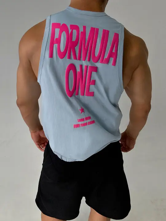 スポーツ用アームレスTシャツ【コットン100%・バイカラー・メンズ・ルーズフィット・トレーニング対応】