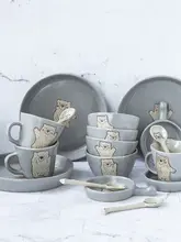 北極熊デザインの陶器製 コーヒーカップ【スプーン付き・クリエイティブデザイン】