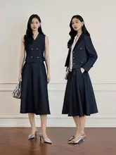 レトロ風デニム風優雅な中長半身スカート【春用・気品あふれるデザイン】