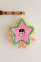 可愛い星柄 サンゴフリース ハンドタオル【超吸水・厚手・吊り下げ式】