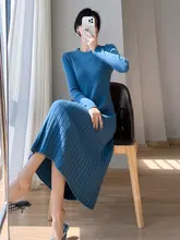 秋冬用 コートイン ニットワンピース【ラウンドネック・膝丈・ウエストシェイプ】