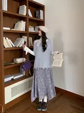 優雅な紫のバタフライスカート【秋用・大きいサイズ・甘くて柔らかいデザイン】（セットアップ対応）