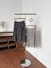 レトロチェックのAラインスカート【デザイン性・高腰・体型カバー・レイヤード風】
