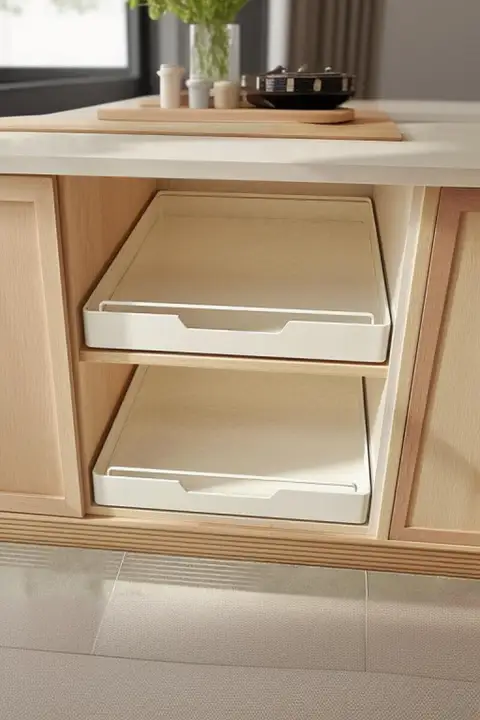 キッチン用引き出し式収納ラック【家庭用・整理整頓・棚付き】