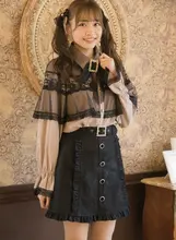 Rojita ロングスリーブレースケープシャツ【ブラック・細見え・色落ちしにくい】