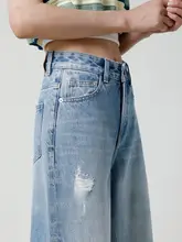 トレンドのデニムワイドパンツ【ハイウエスト・フィット・ラフな雰囲気】（セットアップ対応）
