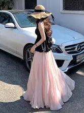 夏用ロング丈のサテンマーメイドスカート【ピンク・フローライン・柔らかなドレープ】