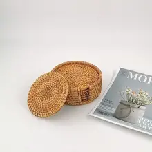 手作りラタン製 コースター【防熱・写真撮影用・和風デザイン】