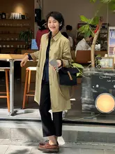 カジュアルなカーカー色のリバーシブルトレンチコート【春用・中丈・女性用】（セットアップ対応）