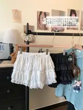 レーストリムのパンツ【ハイウエスト・スカートパンツ・Aライン短パン】（セットアップ対応）