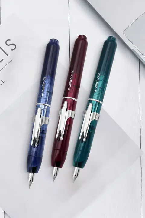 プレス式スチールペン【書道練習用・ビジネスギフト・半透明デザイン】