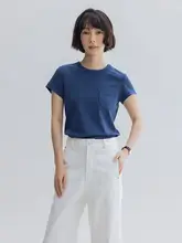 小飛袖の天絲リネン混コットン丸首短袖Tシャツ【春夏用・多色展開】