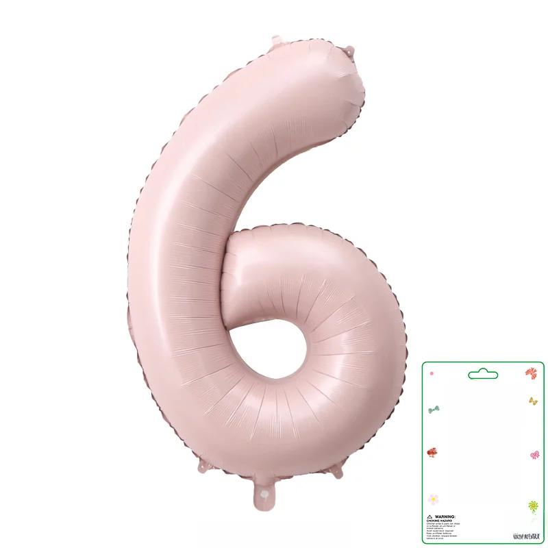 マット仕上げのベビーピンク数字アルミ風船【誕生日パーティー・飾り付け用】