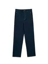 ハイウエスト直筒デニムパンツ【プレーンデザイン・アクティブ染色・九分丈】