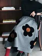 秋季可憐なレイヤードフラワー刺繍スカート【空気感・ハイウエスト】（セットアップ対応）